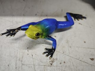 Bronze statue rainforest frog blue