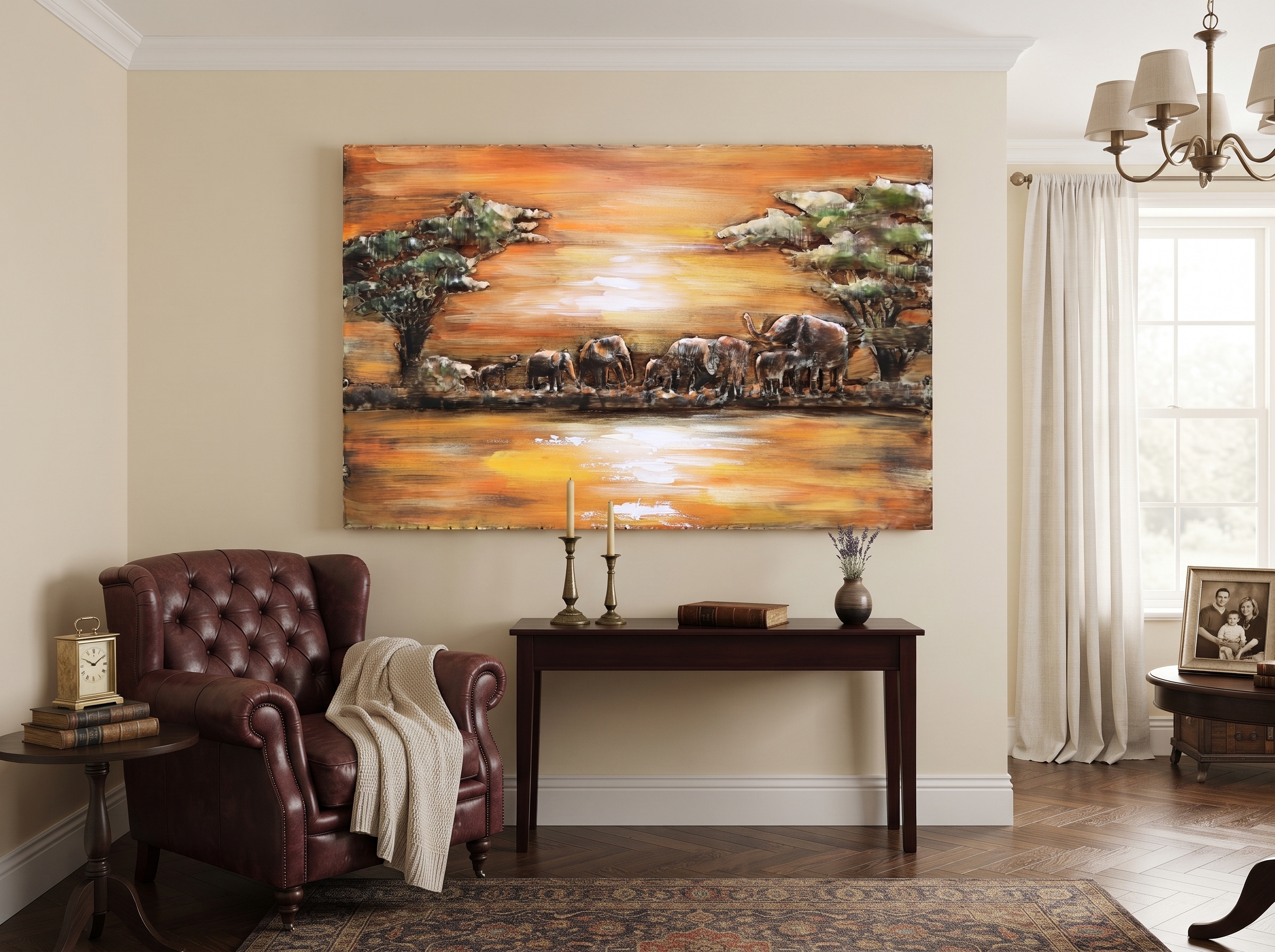 Schilderij 3D metaal Afrikaans landschap 80x120cm