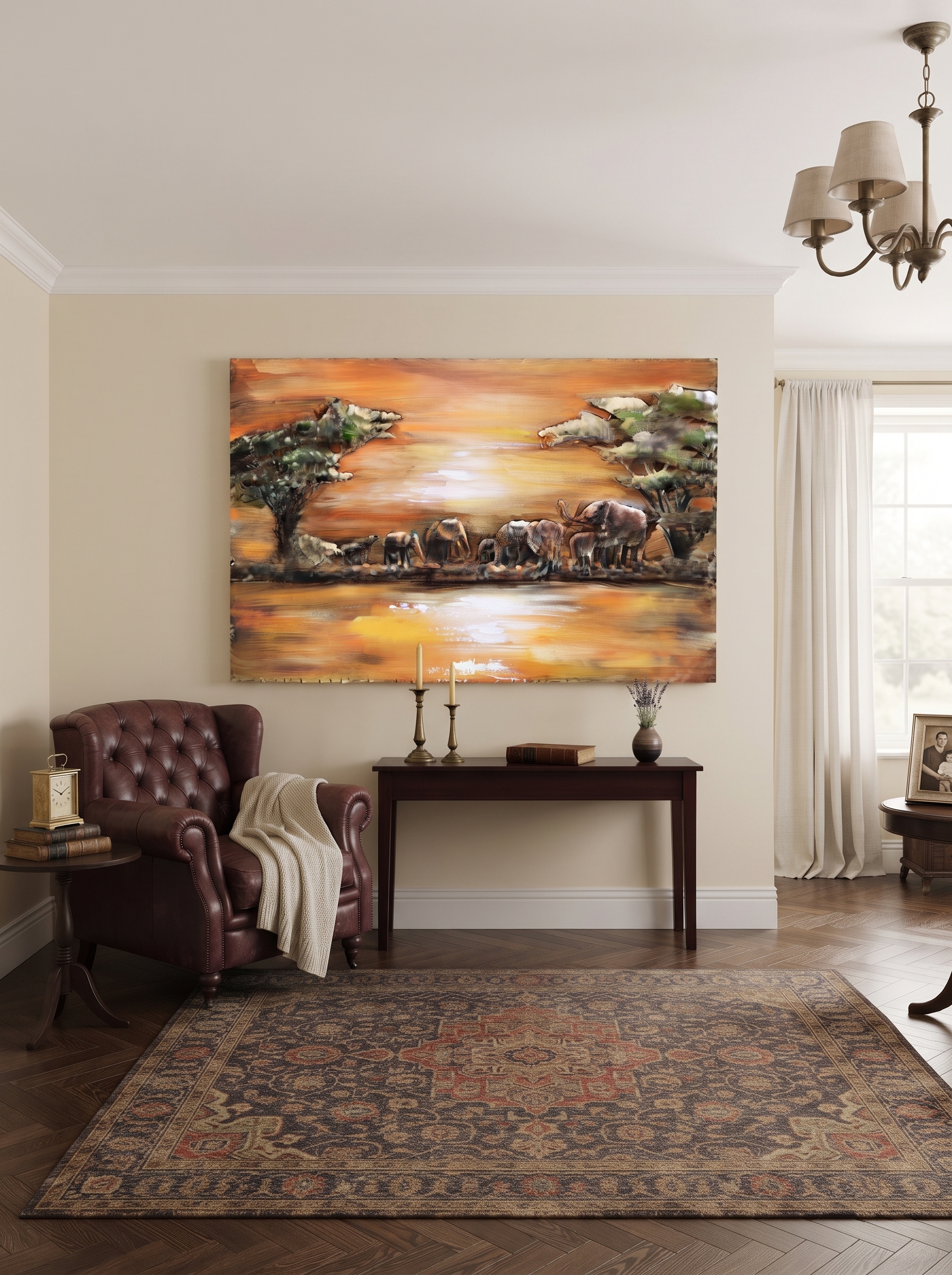 Schilderij 3D metaal Afrikaans landschap 80x120cm