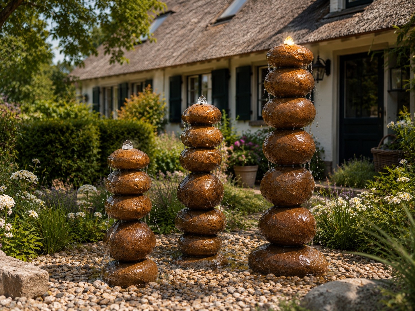 Brown stone water fountain Stone Towers in 4 sizes