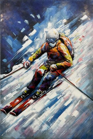 3D painting metal 80x120cm Skier