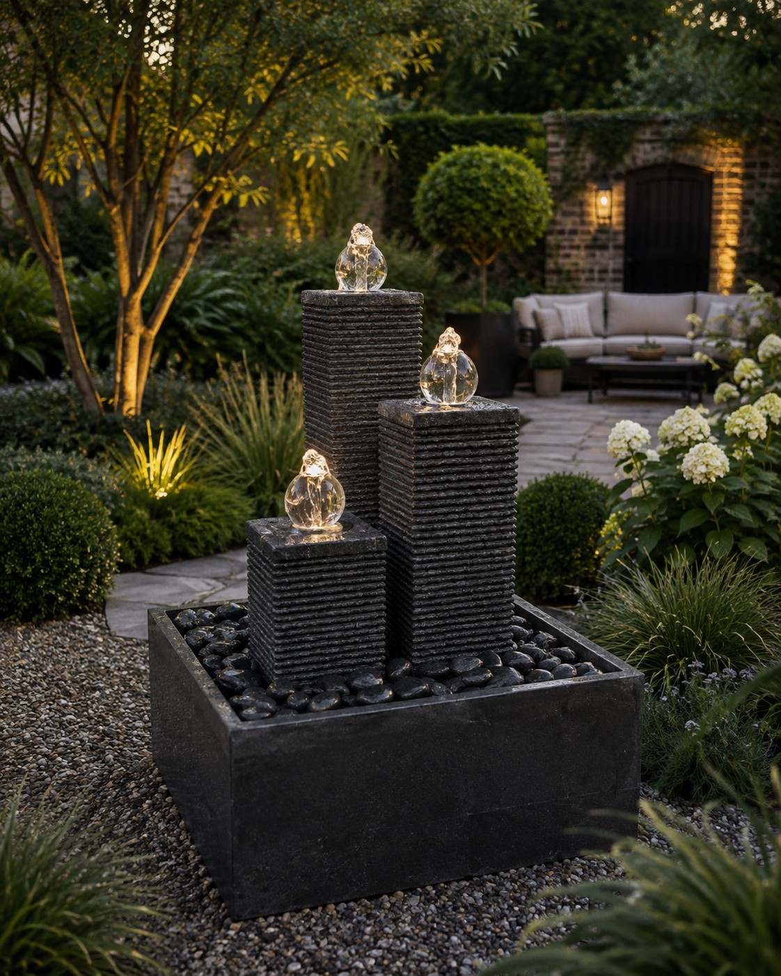 Modern black Terrace Fountain granite Peter
