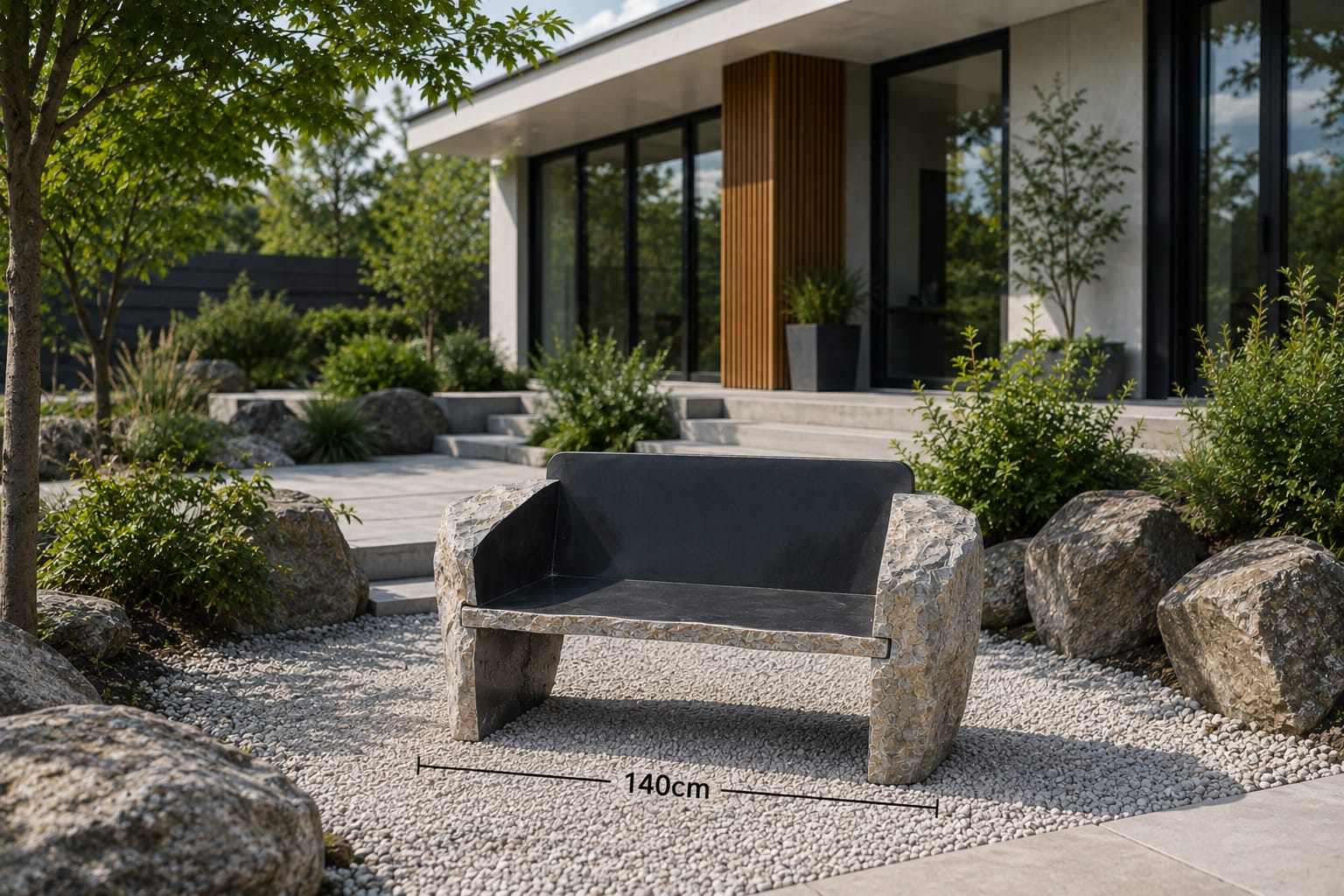 tuinbank basaltsteen Nature 140cm - Eliassen.nl