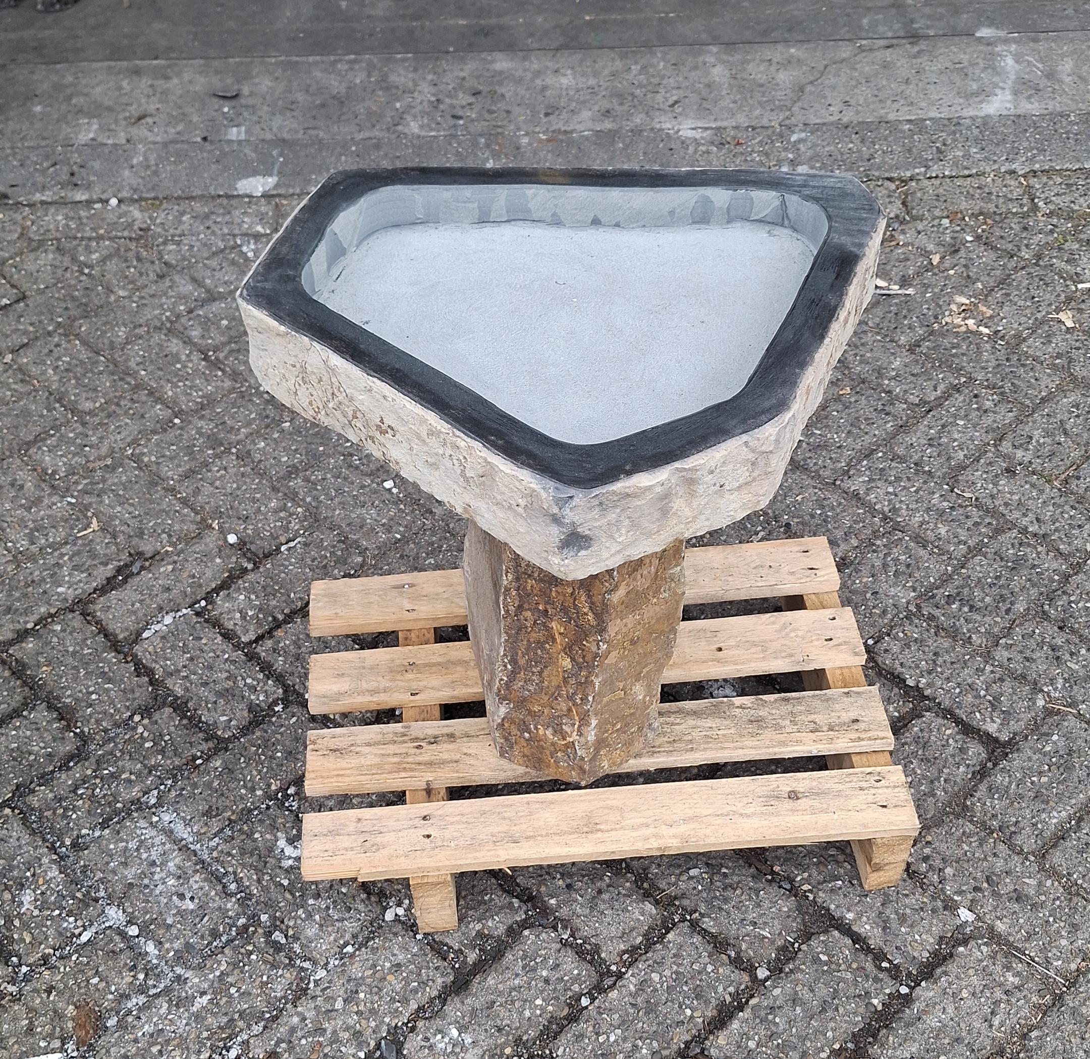 Vogeltrinkschale Rabe mit Bronzevogel