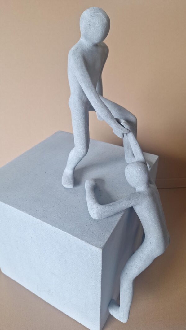 Helping Statue Statue helping hand antra on cube gray 52cm