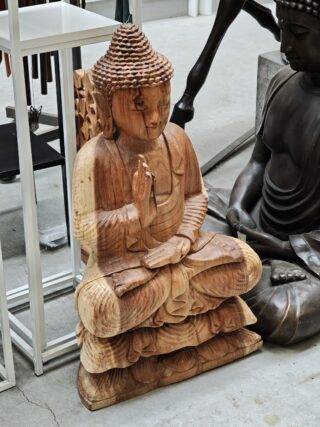 Hölzerne Buddha-Statue auf Lotus 80cm