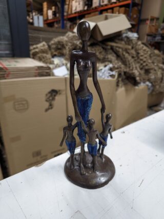 Afrikaans bronzen beeld Moeder met 3 kinderen 22cm