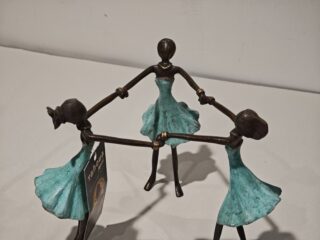 Afrikanische Bronzestatue 3 Tanzende Menschen grün 18cm