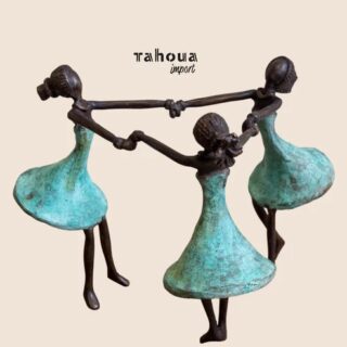 Afrikanische Bronzestatue 3 tanzende Frauen rot 18cm