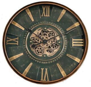 Cog clock round brown/green 80cm Bussum