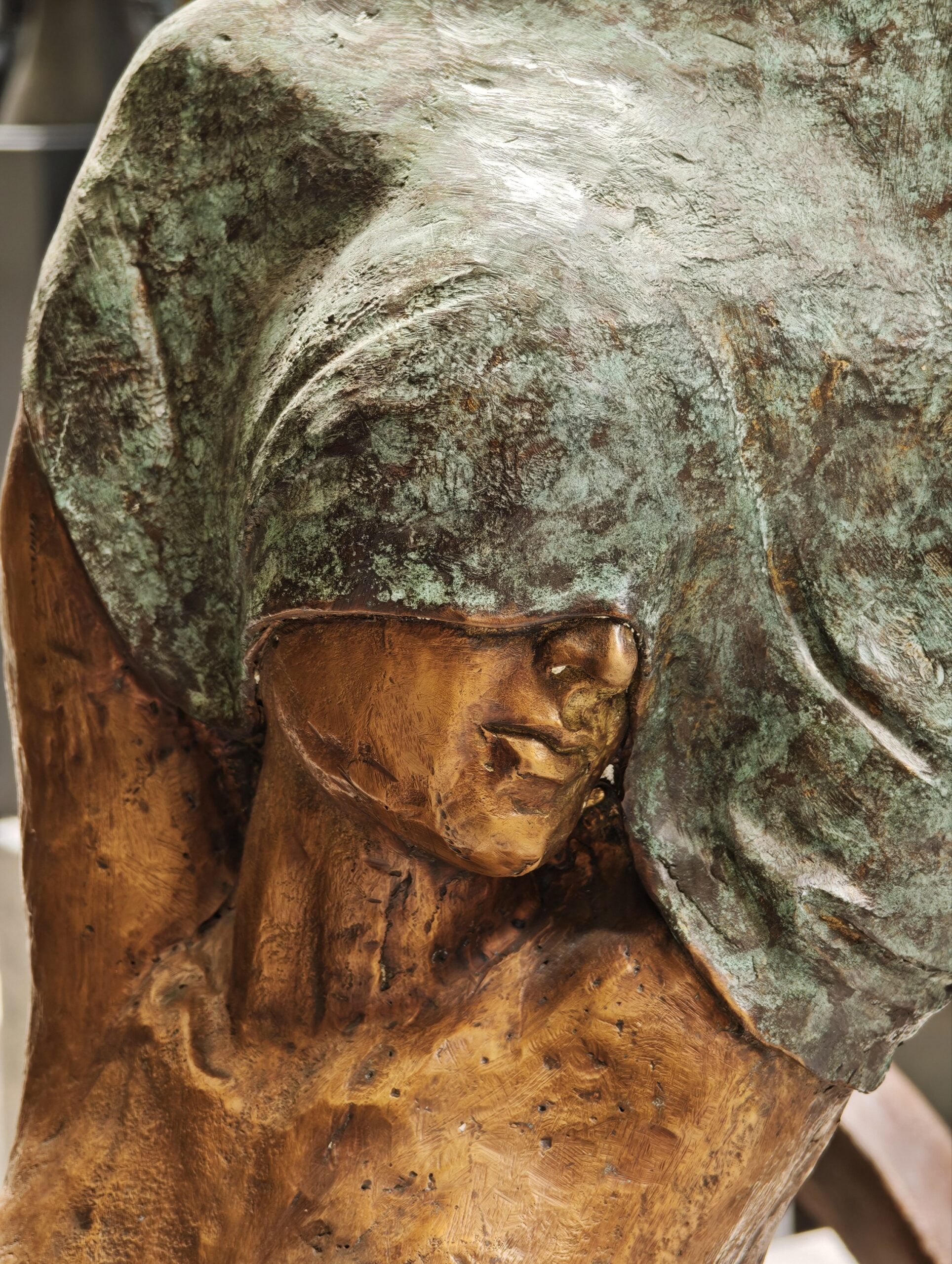 Büste Bronzestatue Damen Torso Foruw 101cm