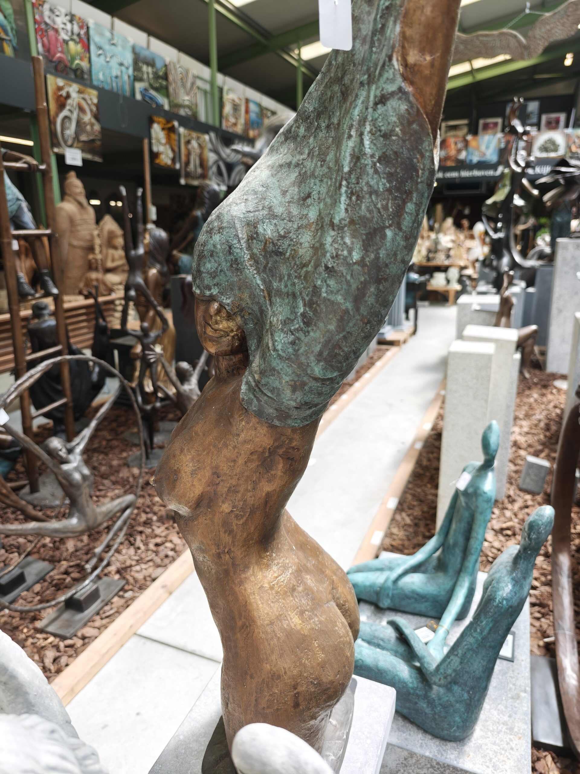 Büste Bronzestatue Damen Torso Foruw 101cm