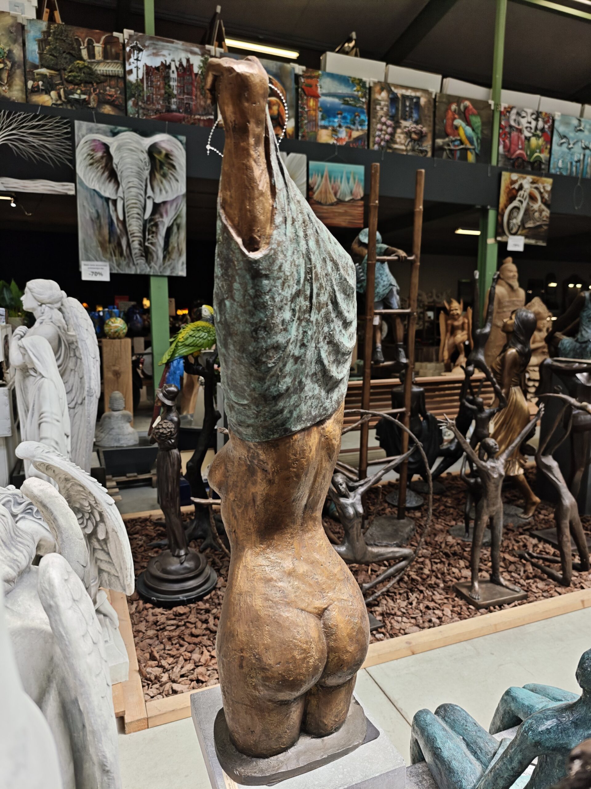 Büste Bronzestatue Damen Torso Foruw 101cm