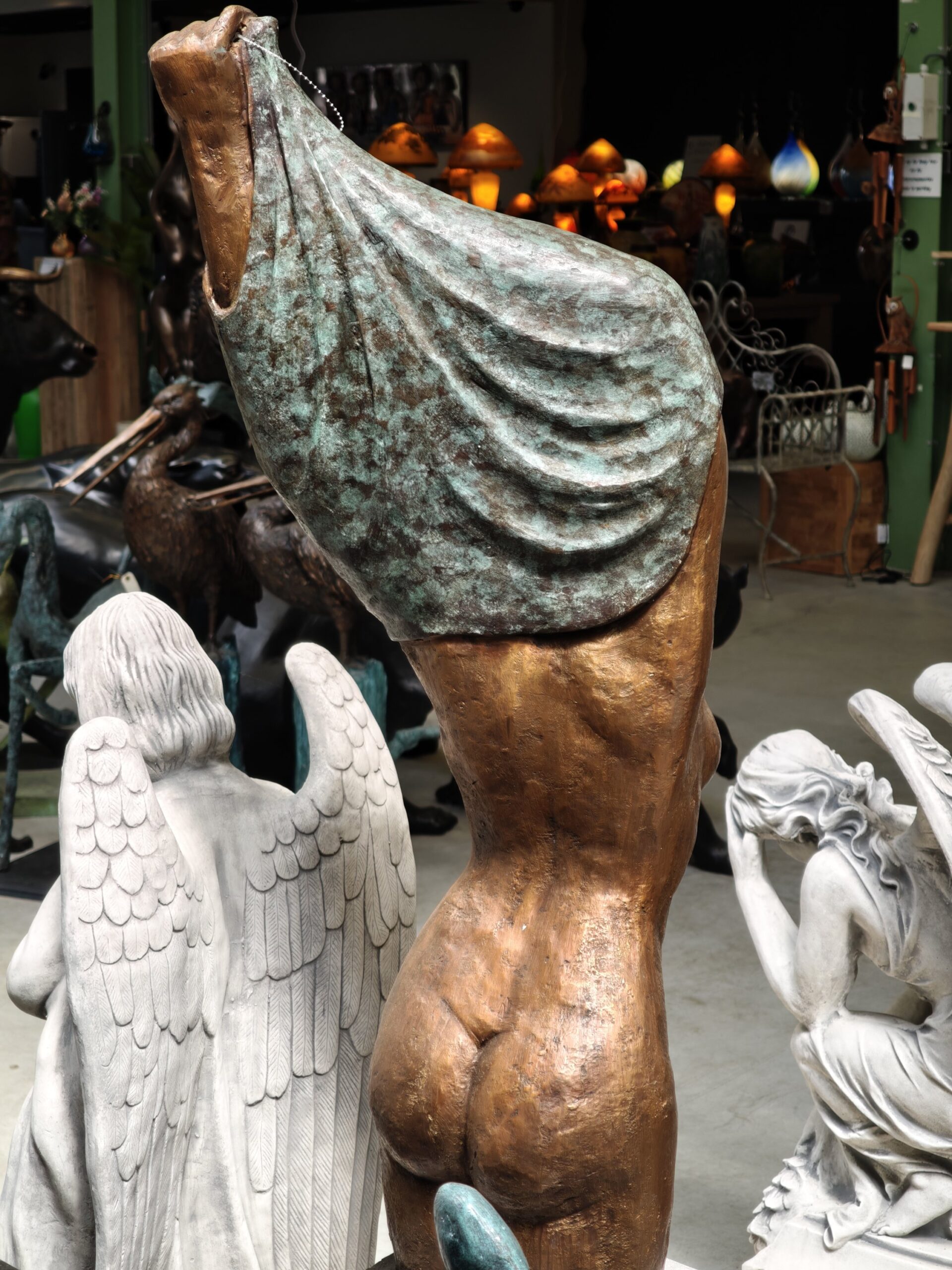 Büste Bronzestatue Damen Torso Foruw 101cm