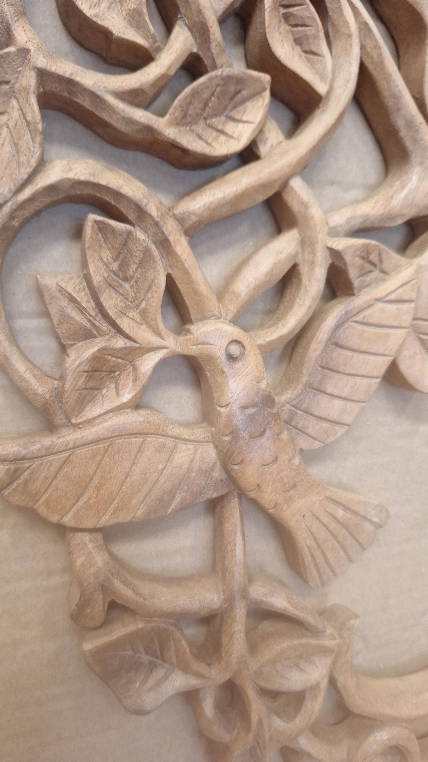 Wall panel wood tree of life with birds without border 59cm