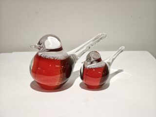 Vogelsetje glas roodzwartwit 12 en 19cm eliassen.nl