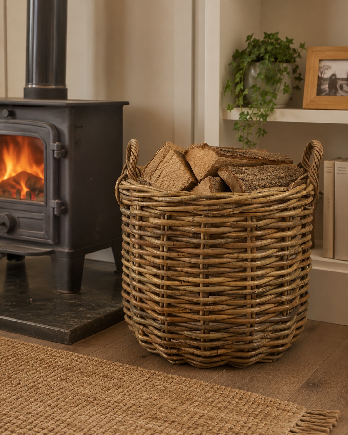 Weidenkorb dickes Rattan Zylinderform XXL 65cm