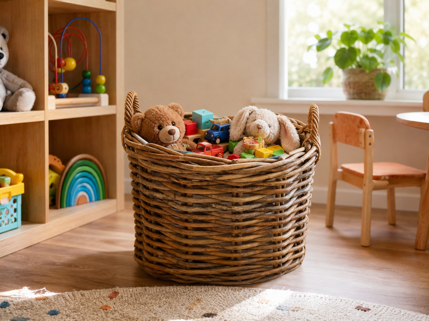Wicker basket thick rattan cylinder shape XXXL 80cm