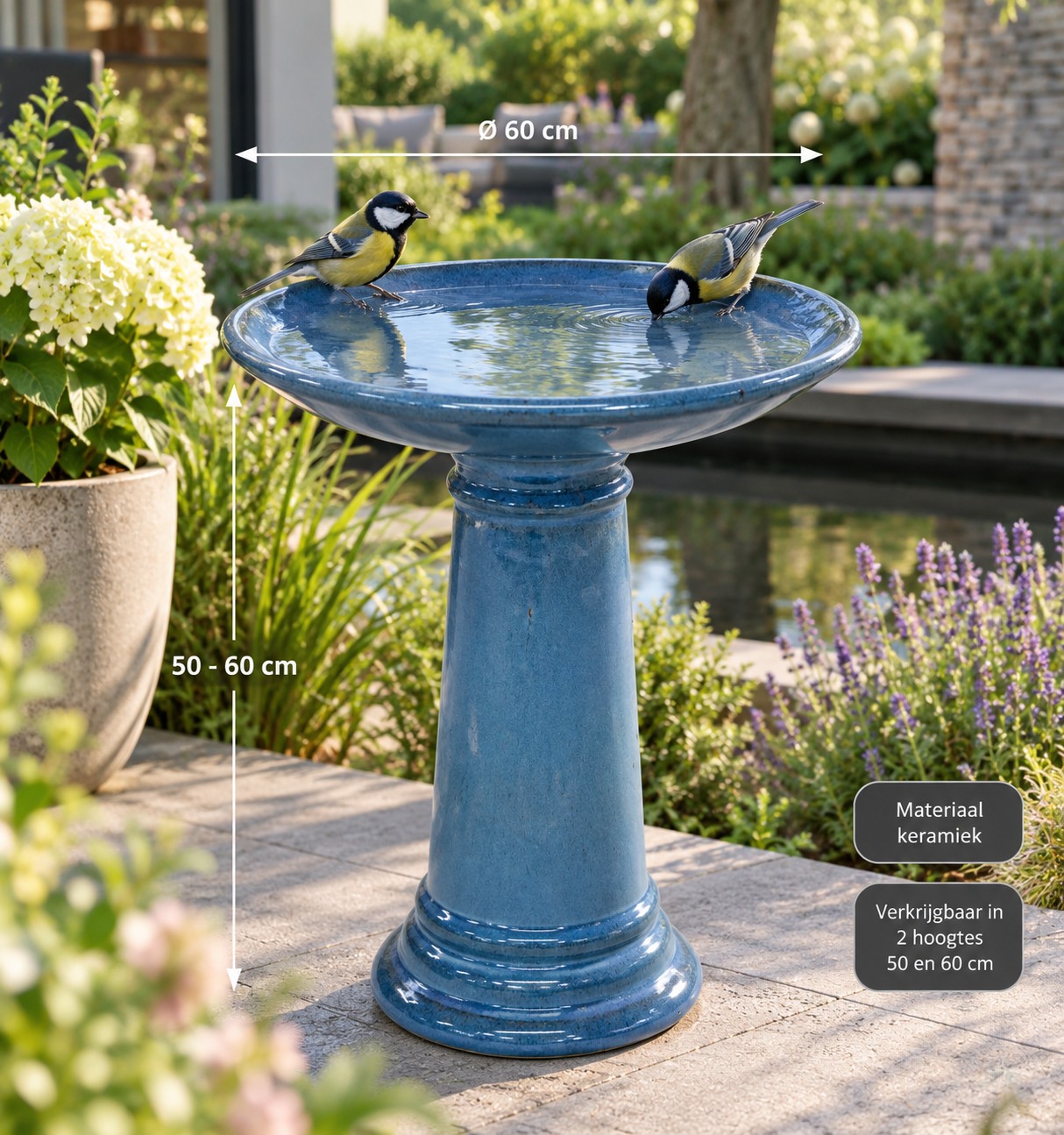 Vogel-Trinkschale Keramik Oasis | Antik blau