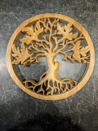 182554-5 Wandpaneel hout rond eikenboom met blad 30cm eliassen.nl