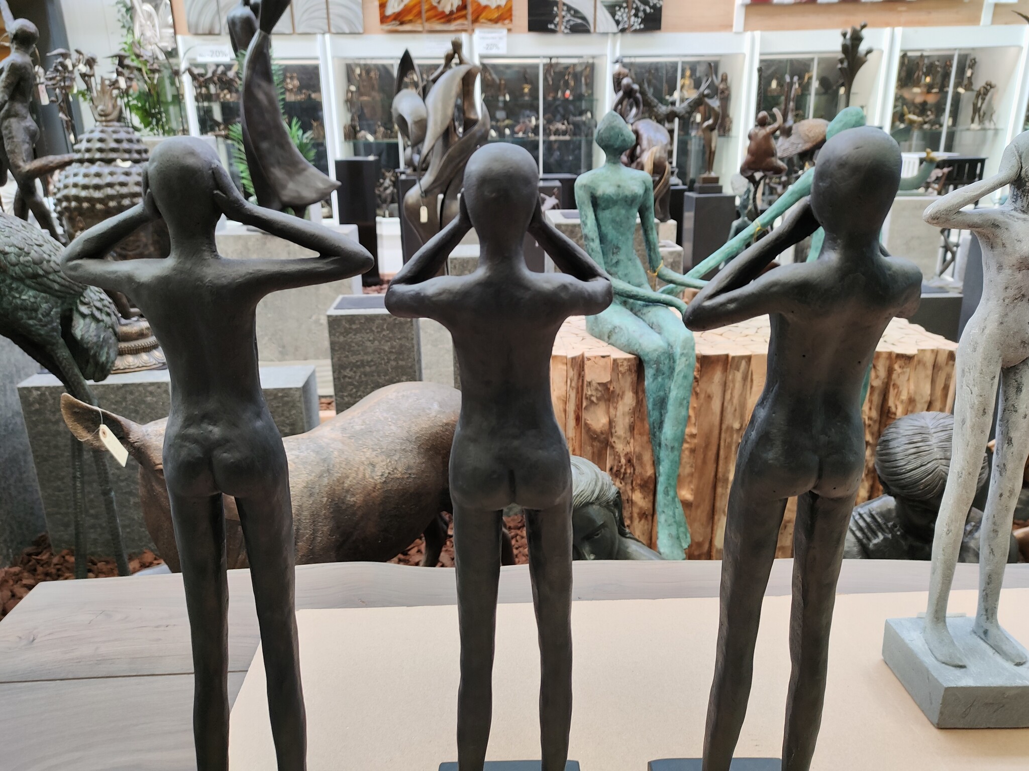 Beeld 3 personen antraciet 50cm Horen Zien Zwijgen | Complete set