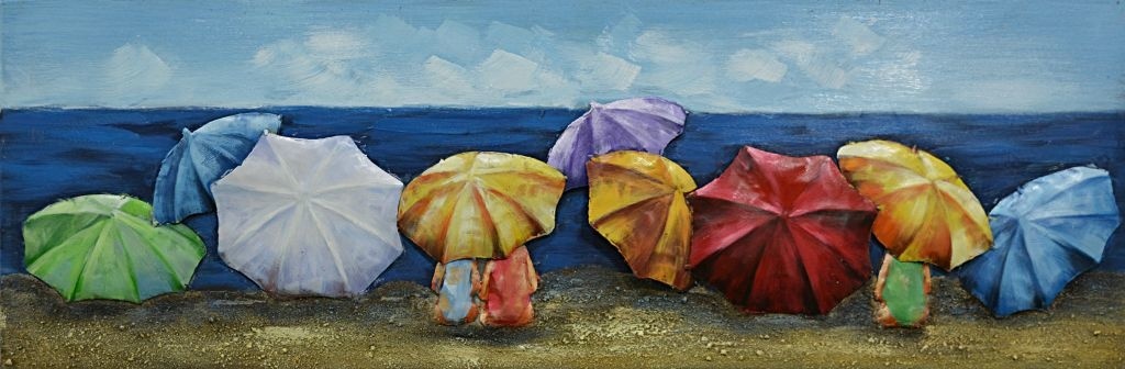 3D metaal schilderij Parasols 30x90cm - Eliassen.nl