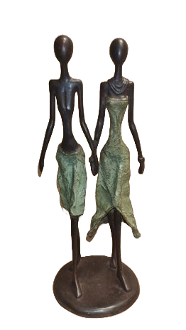 African bronze statue In love couple 33cm eliassen.nl