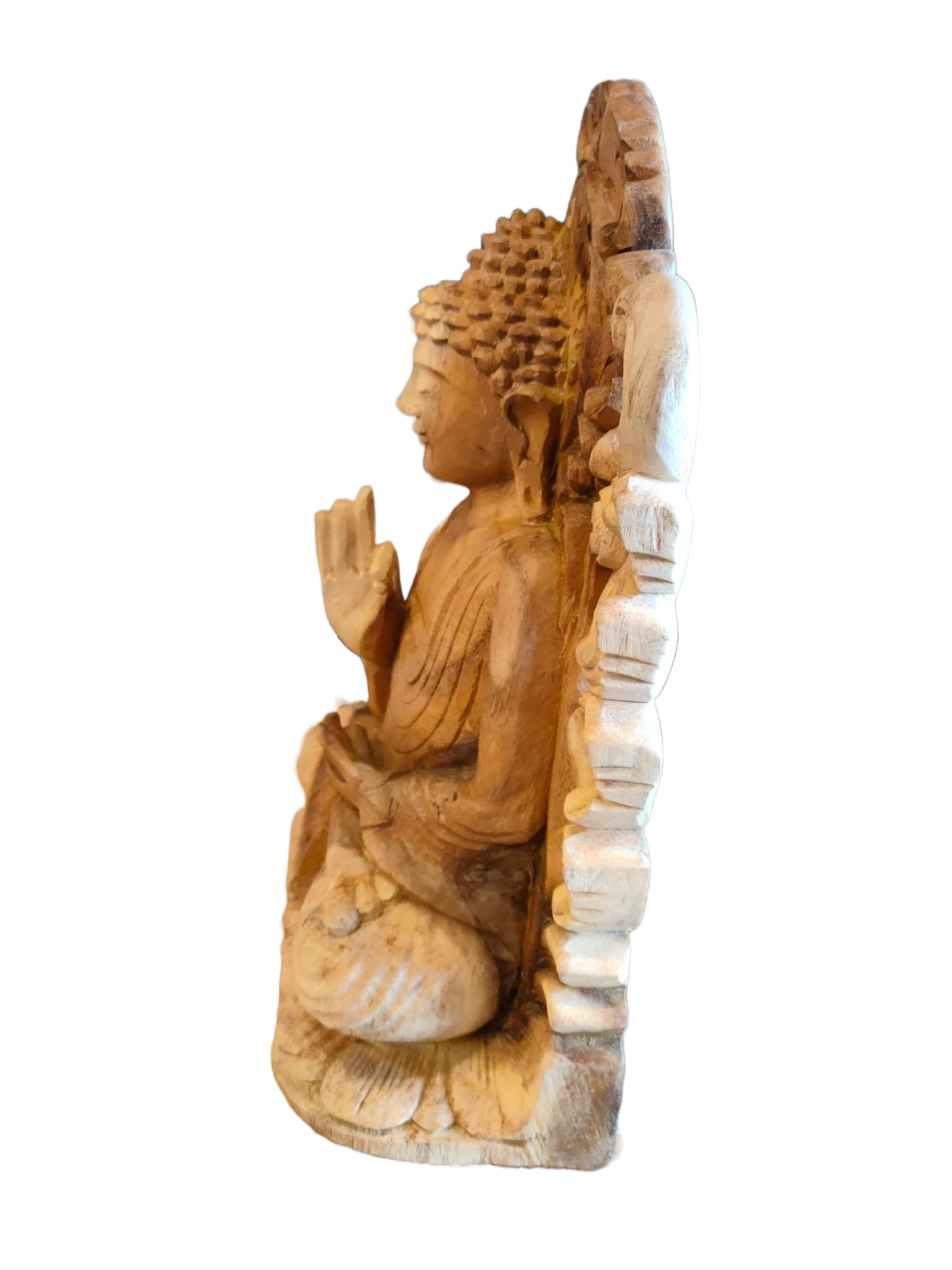 Statue Buddha wood richly decorated 35cm - eliassen.nl 1