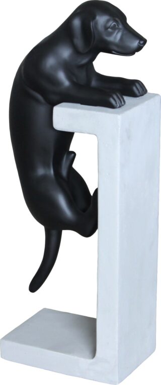 Statue Springender Hund grau anthrazit 73cm - Eliassen.nl