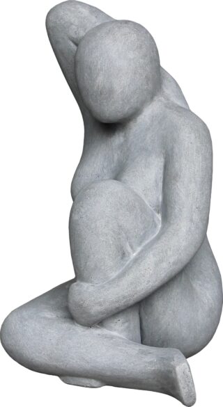 Statue sitzende und kratzende Frau grau 66cm - Eliassen.nl