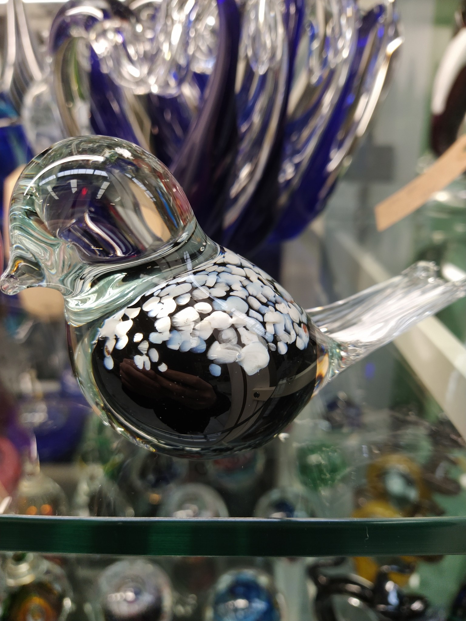 Eliassen Beeld glas Vogel zwart 12cm