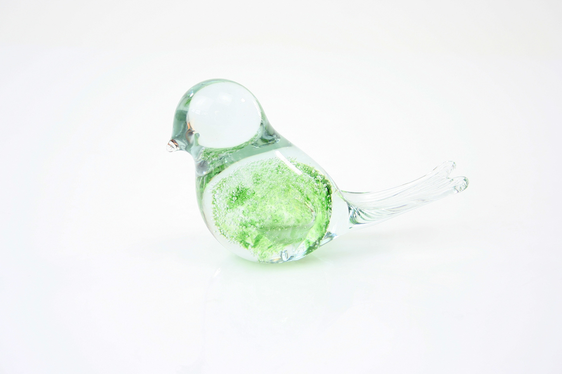 Eliassen Glass Statue Bird green with bubbles 12cm