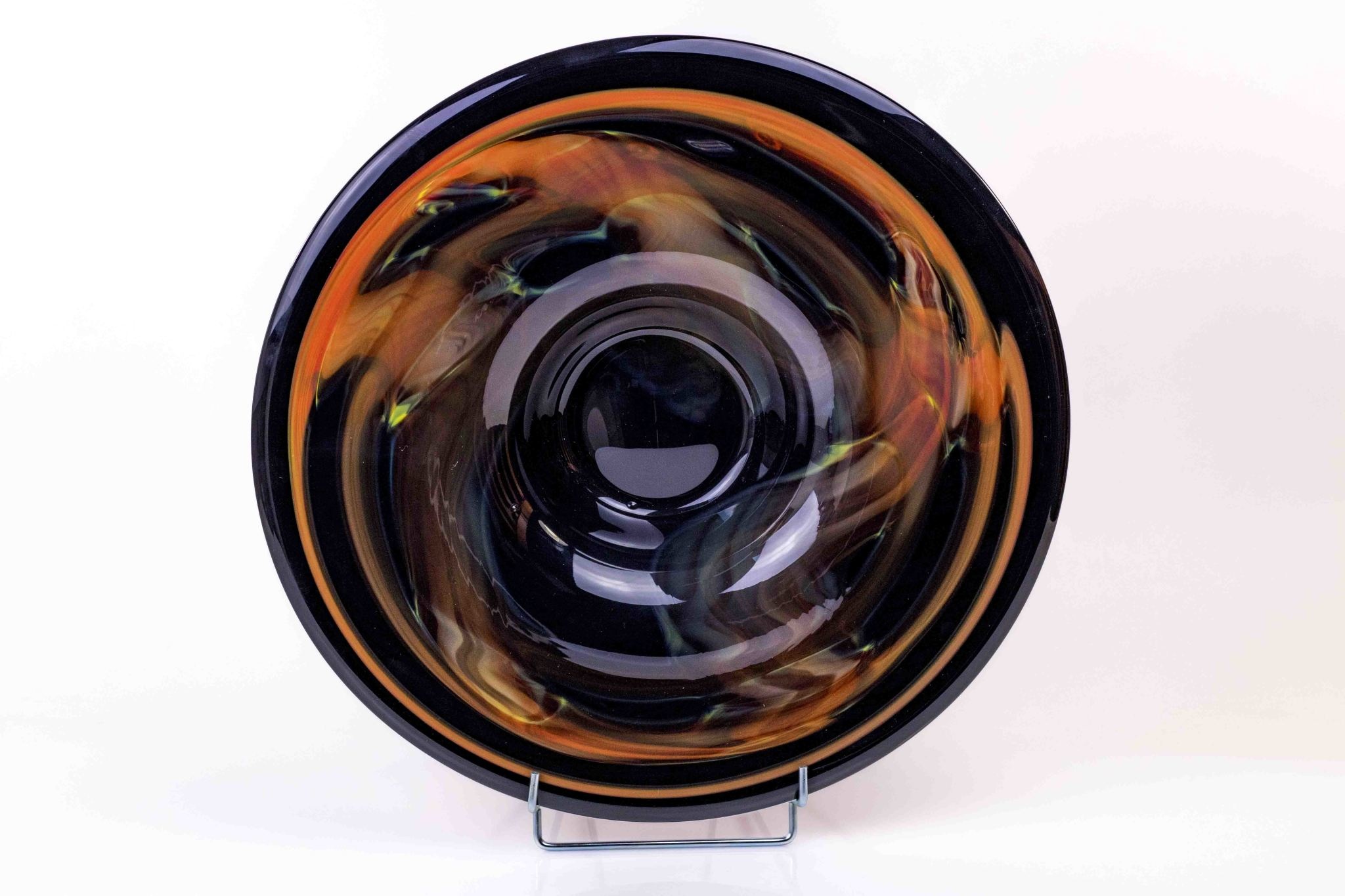 Eliassen Glazen schaal zwart/oranje 44cm