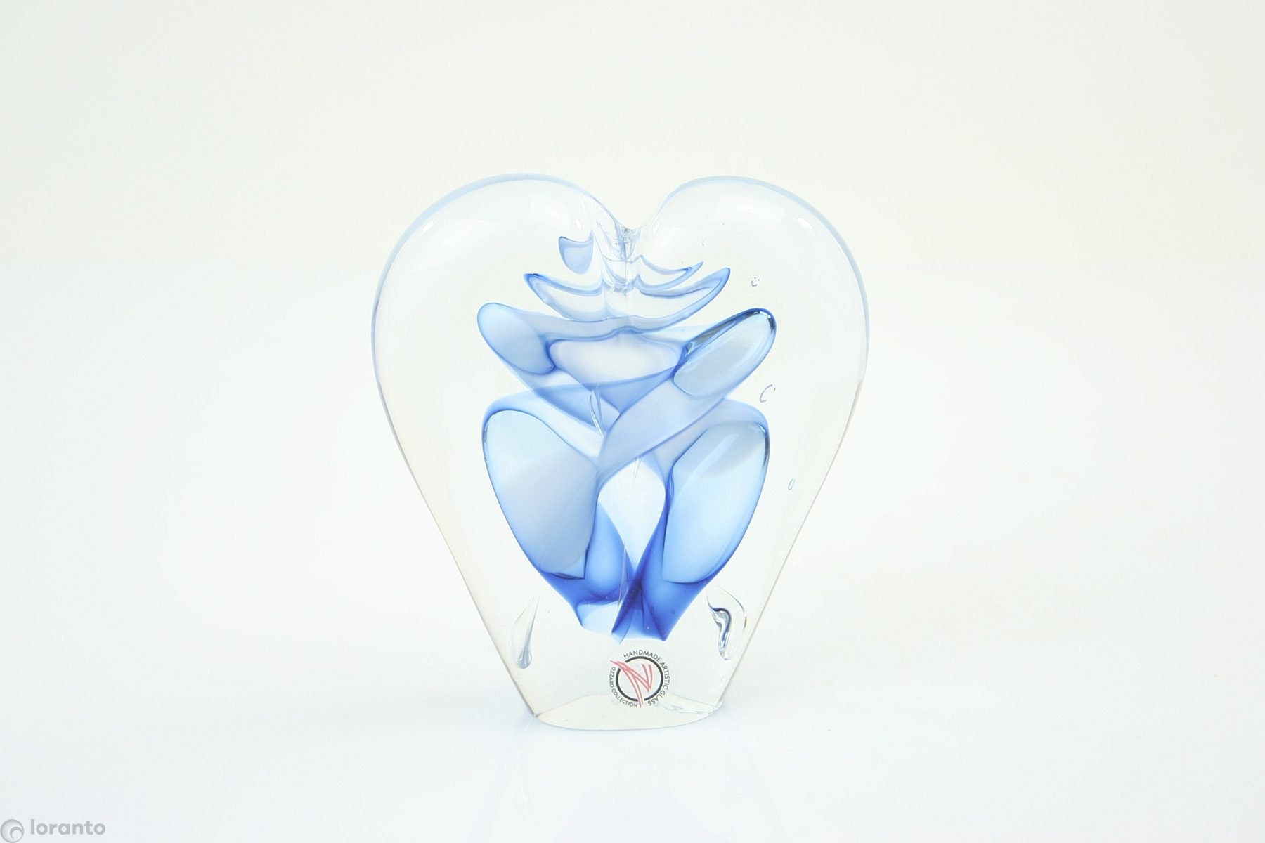 Eliassen Crystal glass object Heart white/blue 12cm