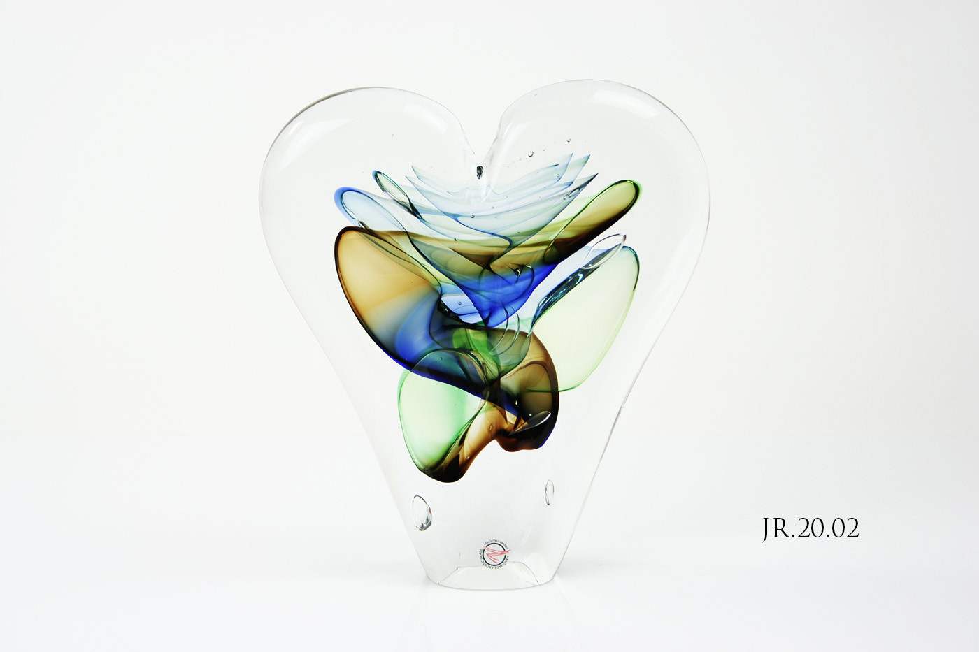 Eliassen Object glas Hart goud/blauw/groen 20cm