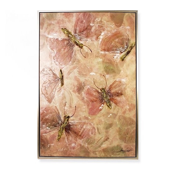 Eliassen Olieverf schilderij Oud roze vlinders 80x120cm