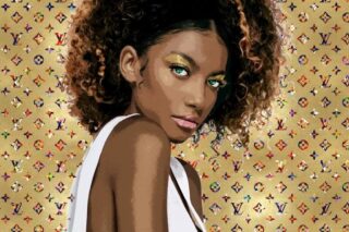 GLAS080120M-012 Glasgemälde Louis Vuitton Dame 80x120cm - Eliassen.nl