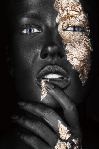 Glasmalerei Blattgold Gesicht - Eliassen.de