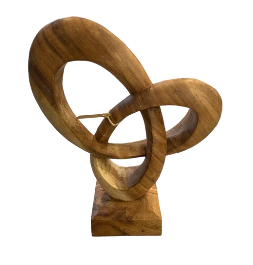 Houten beeld suarhout abstracte knoop 42cm eliassen.nl