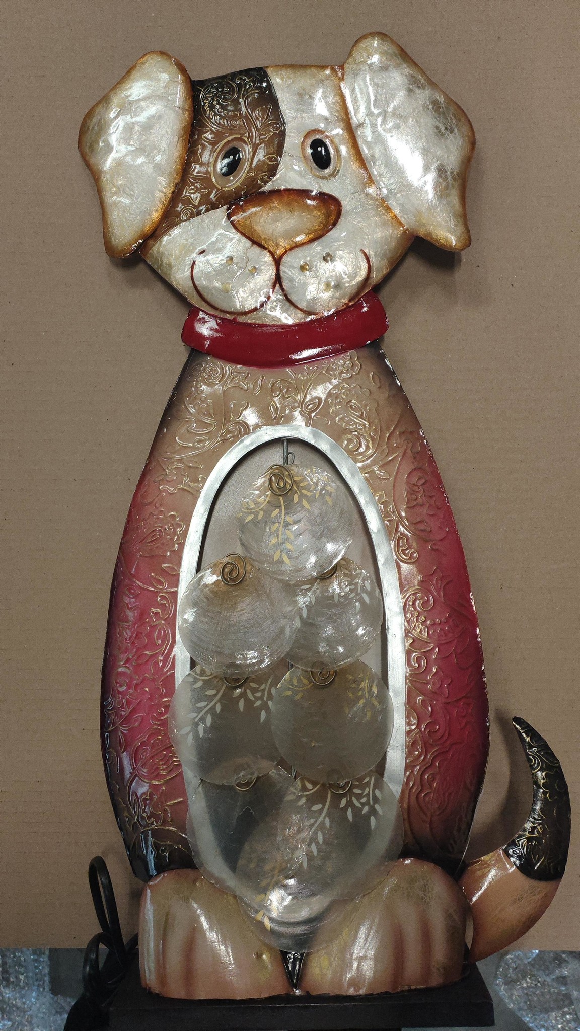 Metallskulptur Hund mit Lampe