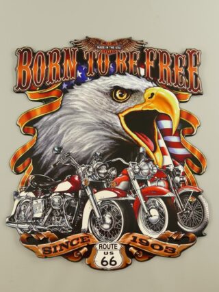 Muurplaat blik Born to be free 60cm - Eliassen.nl