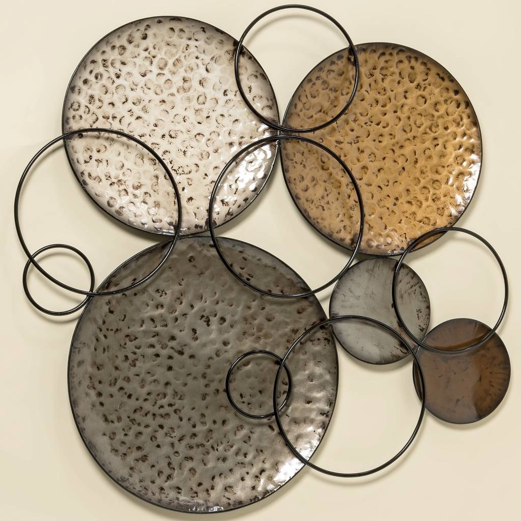 Round metal wall decoration 3D Fiore
