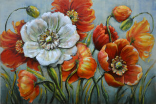 Painting metal 3D Mature Poppies 120x80cm - Eliassen.nl