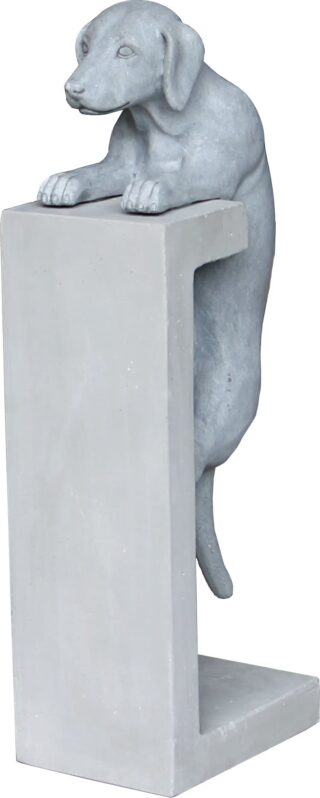 Steinstatue springender Hund grau 73cm - Eliassen.nl