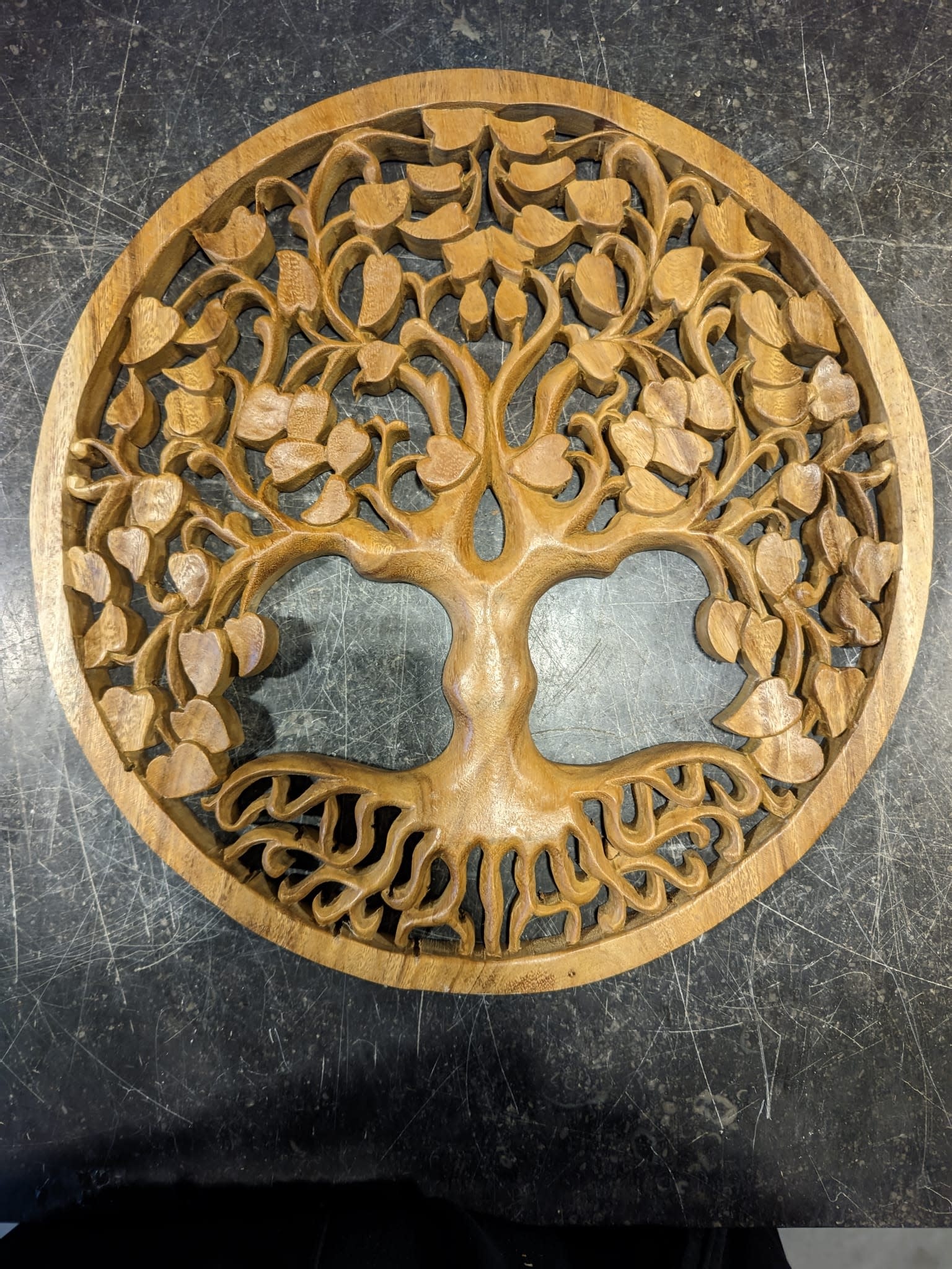 Wall panel round wood Tree of Life small leaves 40cm eliassen.nl