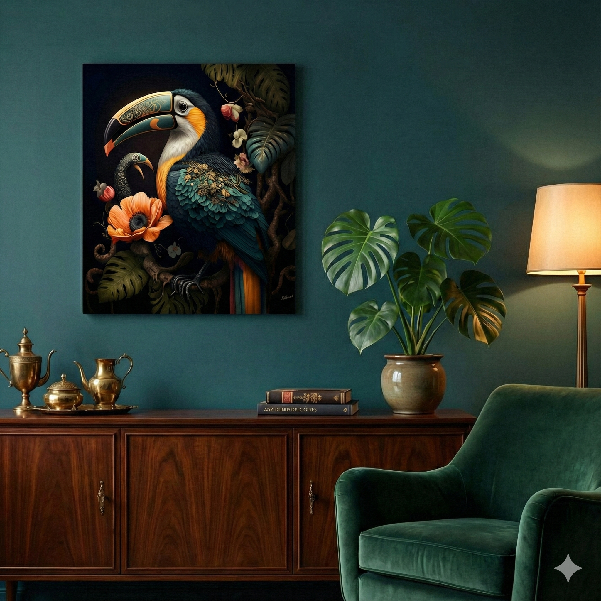 Glass painting 3d beautiful Toucan 120x120cm