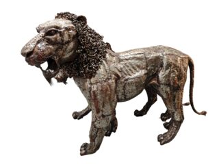 Groot metalen tuinbeeld Leeuw super gedetailleerd 220cm eliassen.nl