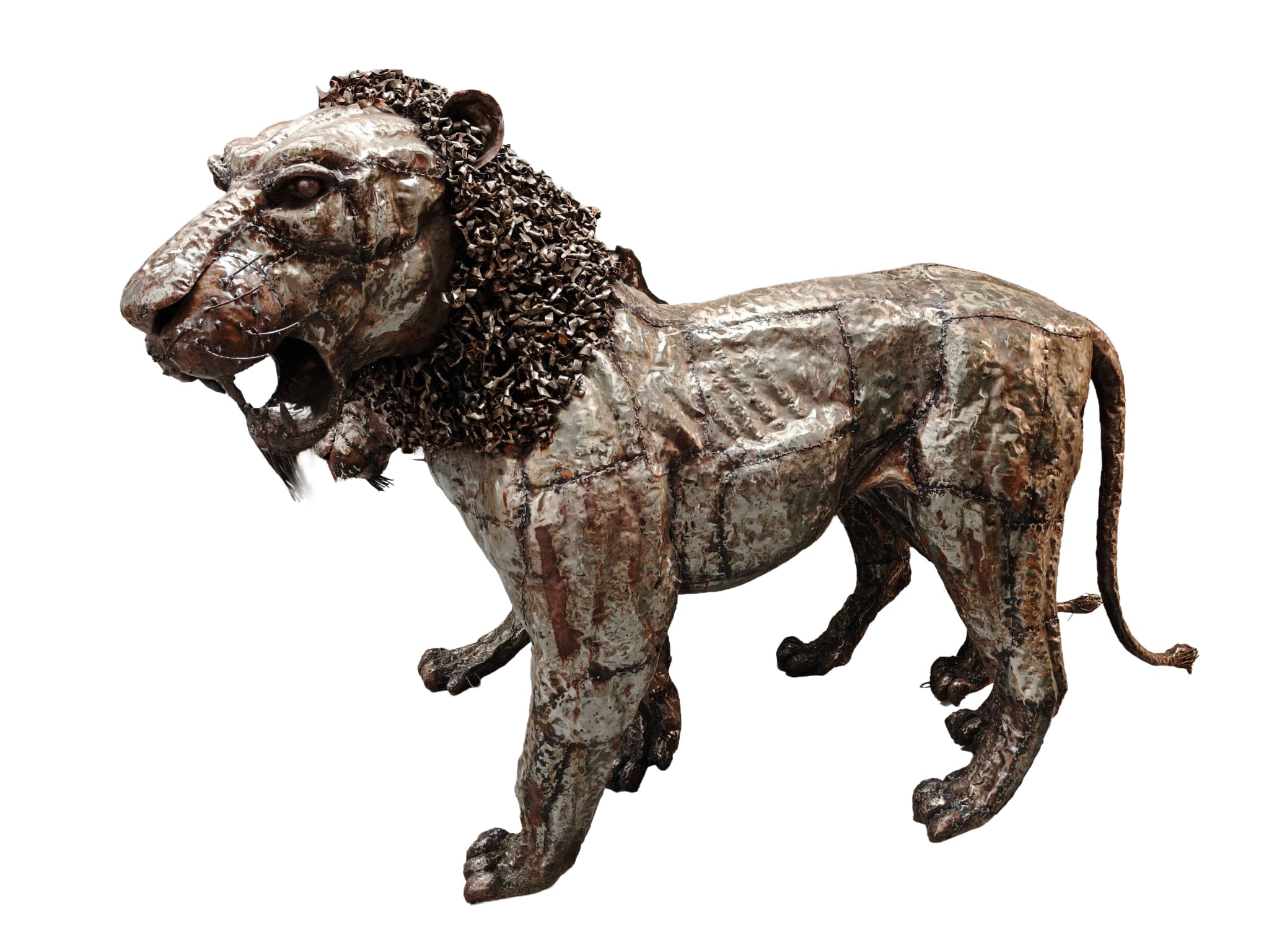 Groot metalen tuinbeeld Leeuw super gedetailleerd 220cm eliassen.nl