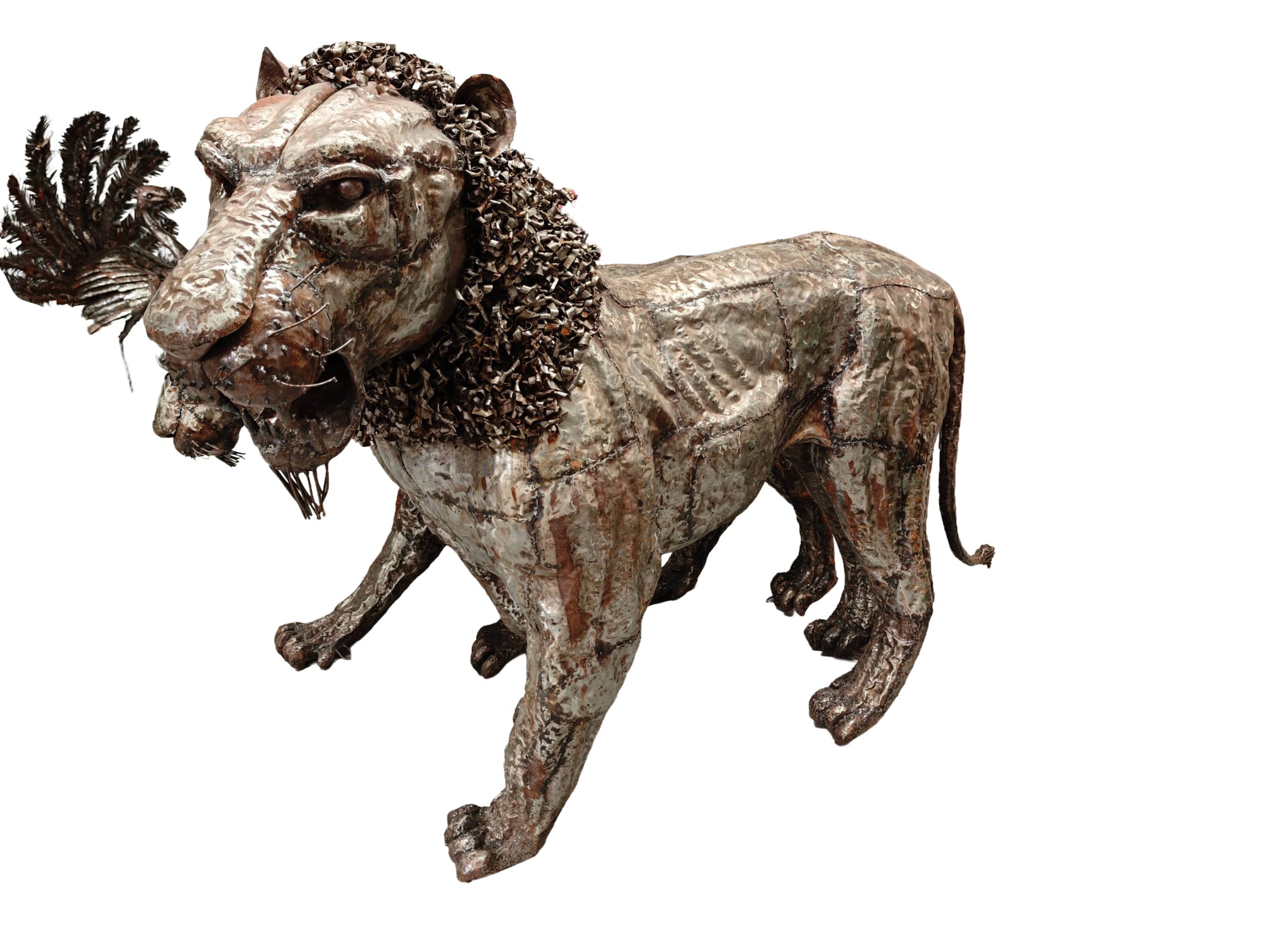 Groot metalen tuinbeeld Leeuw super gedetailleerd 220cm eliassen.nl