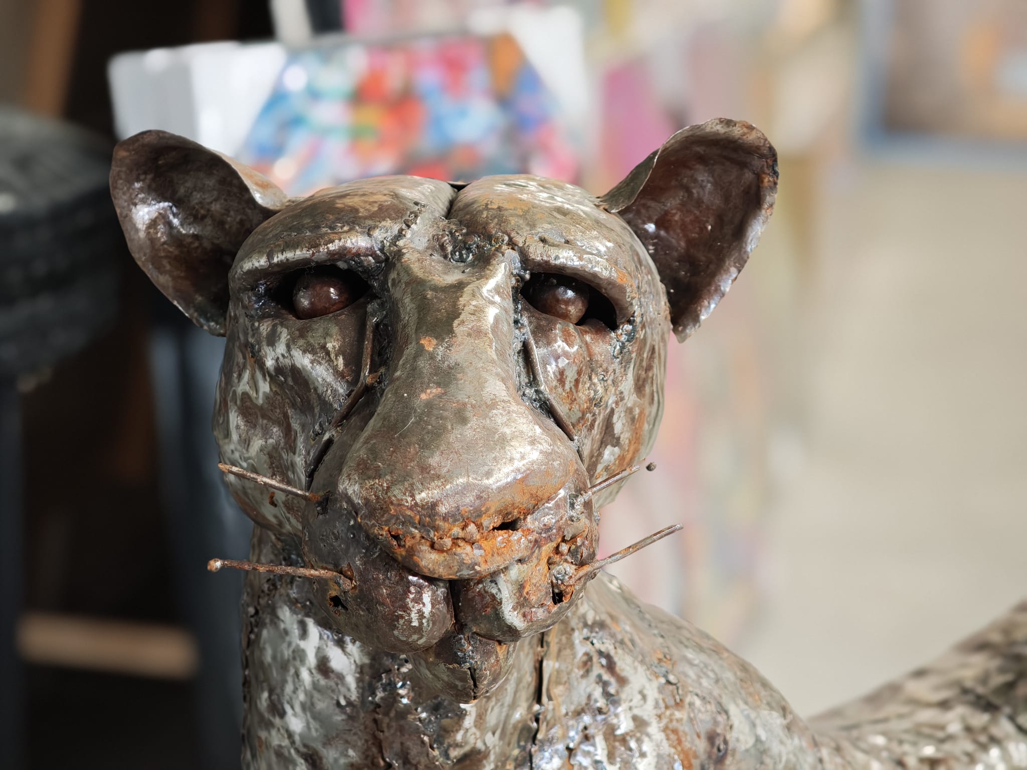 Groot tuinbeeld Cheeta van metaal 180cm eliassen.nl 5